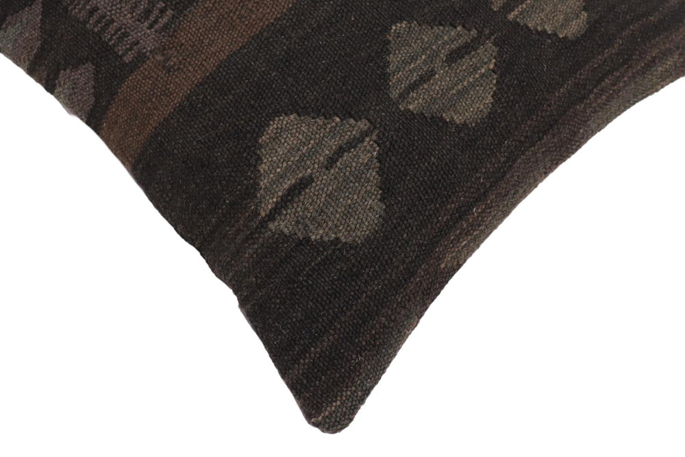 handmade Traditional Pillow Black Gray Hand-Woven SQUARE 100% WOOL Hand woven turkish pillow2' x 2'