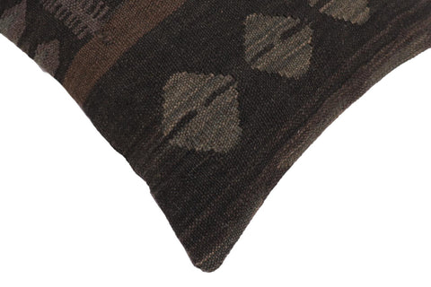 handmade Traditional Pillow Black Gray Hand-Woven SQUARE 100% WOOL Hand woven turkish pillow2 x 2