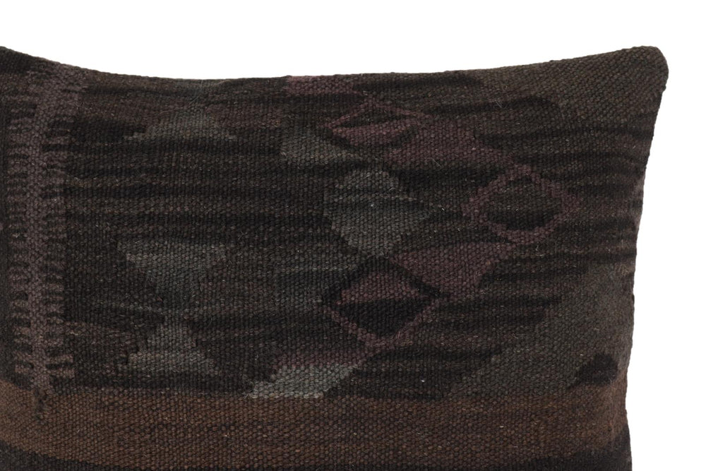 handmade Traditional Pillow Black Gray Hand-Woven SQUARE 100% WOOL Hand woven turkish pillow2' x 2'