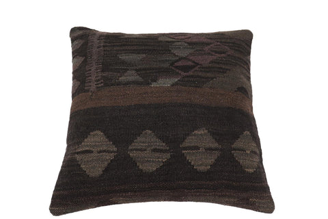 handmade Traditional Pillow Black Gray Hand-Woven SQUARE 100% WOOL Hand woven turkish pillow2 x 2