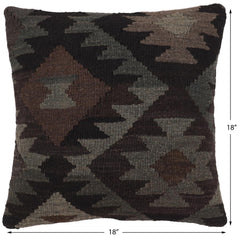 handmade Traditional Pillow Black Green Hand-Woven SQUARE 100% WOOL Hand woven turkish pillow2' x 2'