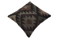 handmade Traditional Pillow Black Green Hand-Woven SQUARE 100% WOOL Hand woven turkish pillow2' x 2'