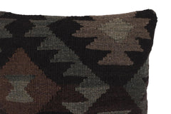 handmade Traditional Pillow Black Green Hand-Woven SQUARE 100% WOOL Hand woven turkish pillow2' x 2'