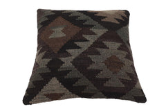 handmade Traditional Pillow Black Green Hand-Woven SQUARE 100% WOOL Hand woven turkish pillow2' x 2'
