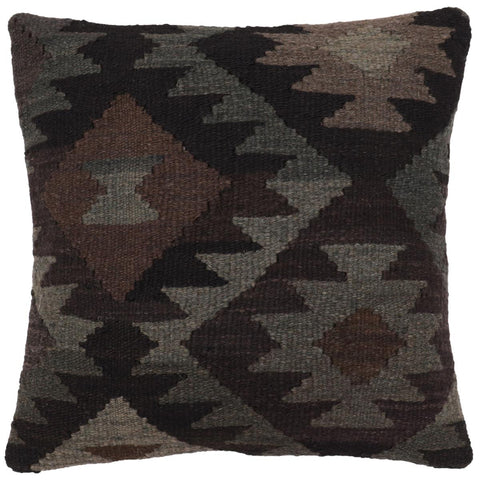 handmade Traditional Pillow Black Green Hand-Woven SQUARE 100% WOOL Hand woven turkish pillow2 x 2