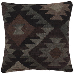 handmade Traditional Pillow Black Green Hand-Woven SQUARE 100% WOOL Hand woven turkish pillow2' x 2'
