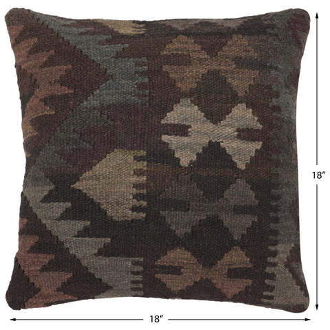 handmade Traditional Pillow Black Gray Hand-Woven SQUARE 100% WOOL Hand woven turkish pillow2 x 2