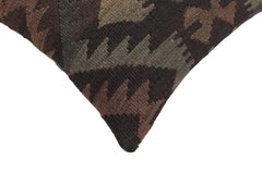 handmade Traditional Pillow Black Gray Hand-Woven SQUARE 100% WOOL Hand woven turkish pillow2' x 2'