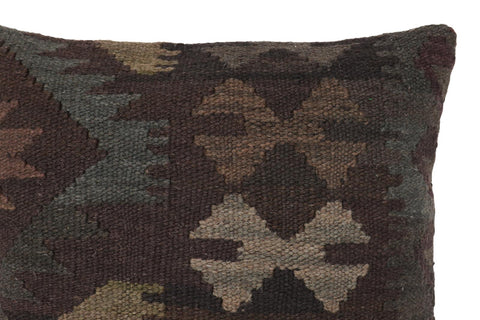 handmade Traditional Pillow Black Gray Hand-Woven SQUARE 100% WOOL Hand woven turkish pillow2 x 2