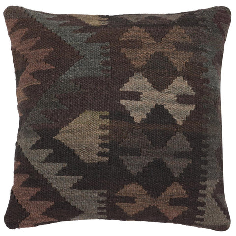 handmade Traditional Pillow Black Gray Hand-Woven SQUARE 100% WOOL Hand woven turkish pillow2 x 2