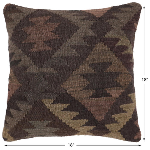 handmade Traditional Pillow Gray Brown Hand-Woven SQUARE 100% WOOL Hand woven turkish pillow2 x 2