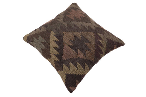 handmade Traditional Pillow Gray Brown Hand-Woven SQUARE 100% WOOL Hand woven turkish pillow2 x 2