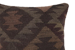 handmade Traditional Pillow Gray Brown Hand-Woven SQUARE 100% WOOL Hand woven turkish pillow2' x 2'