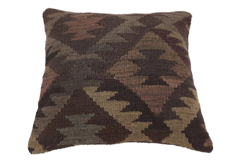 handmade Traditional Pillow Gray Brown Hand-Woven SQUARE 100% WOOL Hand woven turkish pillow2 x 2