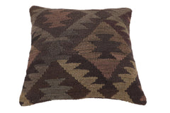 handmade Traditional Pillow Gray Brown Hand-Woven SQUARE 100% WOOL Hand woven turkish pillow2' x 2'