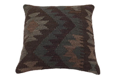 handmade Traditional Pillow Brown Purple Hand-Woven SQUARE 100% WOOL Hand woven turkish pillow2' x 2'