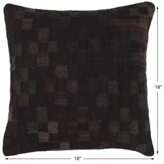 handmade Traditional Pillow Black Green Hand-Woven SQUARE 100% WOOL Hand woven turkish pillow2' x 2'