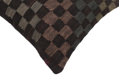 handmade Traditional Pillow Black Gray Hand-Woven SQUARE 100% WOOL Hand woven turkish pillow2' x 2'