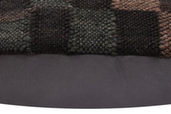 handmade Traditional Pillow Black Gray Hand-Woven SQUARE 100% WOOL Hand woven turkish pillow2' x 2'