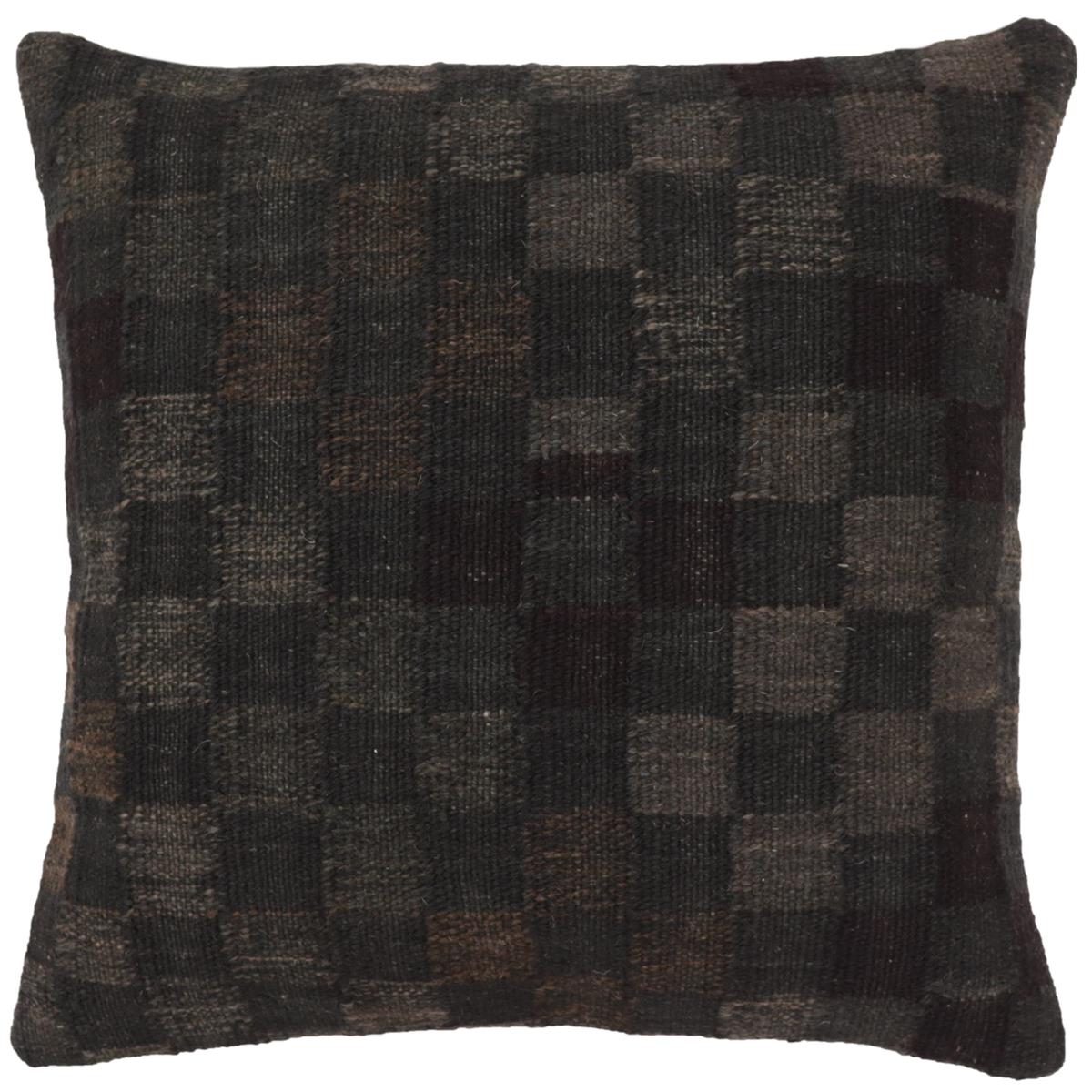 handmade Traditional Pillow Black Brown Hand-Woven SQUARE 100% WOOL Hand woven turkish pillow2' x 2'
