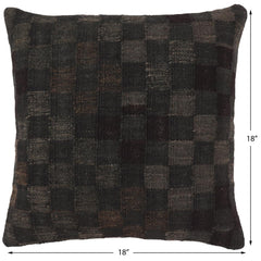 handmade Traditional Pillow Black Brown Hand-Woven SQUARE 100% WOOL Hand woven turkish pillow2' x 2'