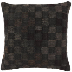 handmade Traditional Pillow Black Brown Hand-Woven SQUARE 100% WOOL Hand woven turkish pillow2' x 2'