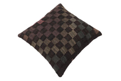 handmade Traditional Pillow Black Green Hand-Woven SQUARE 100% WOOL Hand woven turkish pillow2' x 2'