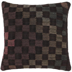 handmade Traditional Pillow Black Green Hand-Woven SQUARE 100% WOOL Hand woven turkish pillow2' x 2'