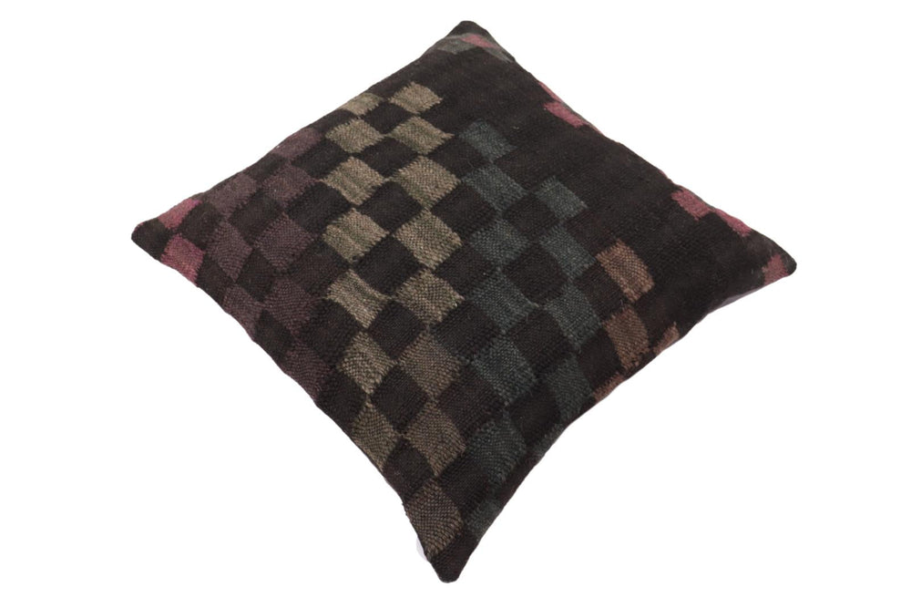 handmade Traditional Pillow Black Green Hand-Woven SQUARE 100% WOOL Hand woven turkish pillow2' x 2'