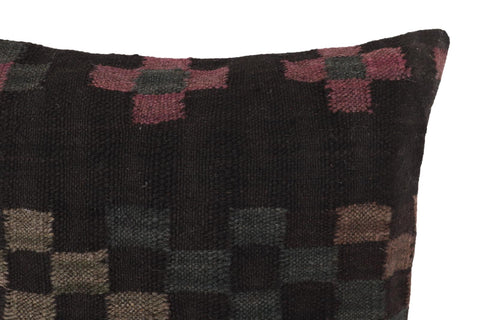 handmade Traditional Pillow Black Green Hand-Woven SQUARE 100% WOOL Hand woven turkish pillow2 x 2