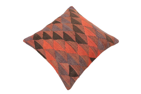 handmade Traditional Pillow Red Brown Hand-Woven SQUARE 100% WOOL Hand woven turkish pillow2 x 2