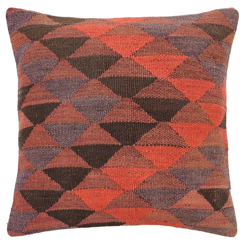 handmade Traditional Pillow Red Brown Hand-Woven SQUARE 100% WOOL Hand woven turkish pillow2 x 2