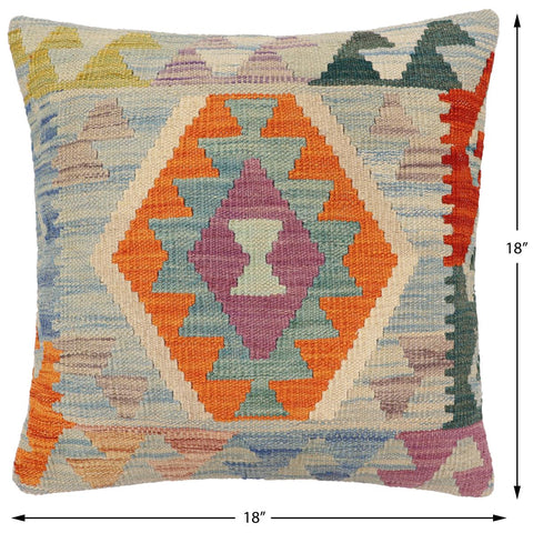 handmade Traditional Pillow Blue Rust Hand-Woven SQUARE 100% WOOL Hand woven turkish pillow2 x 2