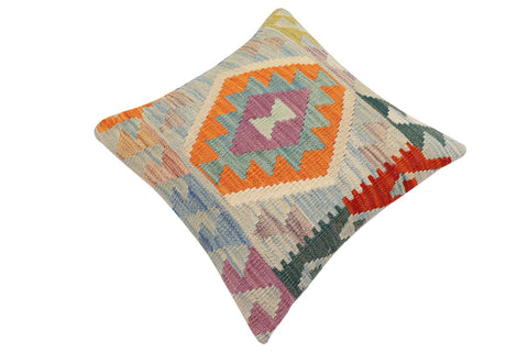handmade Traditional Pillow Blue Rust Hand-Woven SQUARE 100% WOOL Hand woven turkish pillow2 x 2