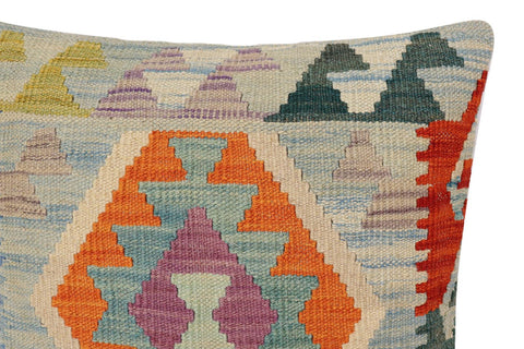 handmade Traditional Pillow Blue Rust Hand-Woven SQUARE 100% WOOL Hand woven turkish pillow2 x 2