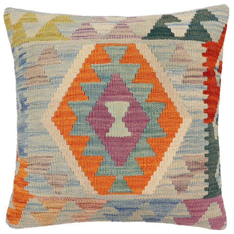 handmade Traditional Pillow Blue Rust Hand-Woven SQUARE 100% WOOL Hand woven turkish pillow2 x 2