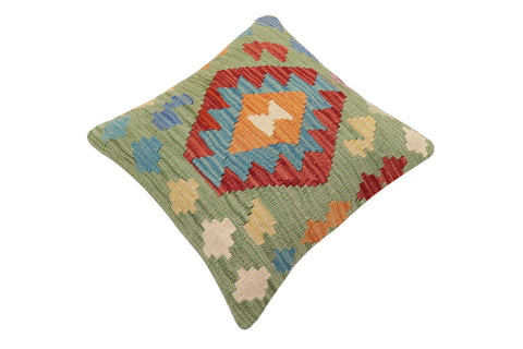 handmade Traditional Pillow Green Red Hand-Woven SQUARE 100% WOOL Hand woven turkish pillow2 x 2