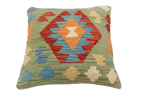 handmade Traditional Pillow Green Red Hand-Woven SQUARE 100% WOOL Hand woven turkish pillow2 x 2