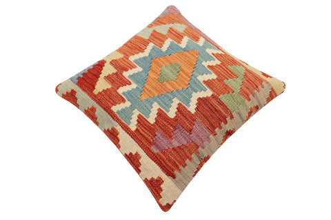 handmade Traditional Pillow Rust Blue Hand-Woven SQUARE 100% WOOL Hand woven turkish pillow2 x 2