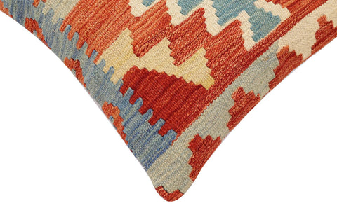 handmade Traditional Pillow Rust Blue Hand-Woven SQUARE 100% WOOL Hand woven turkish pillow2 x 2