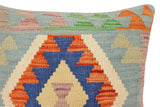 handmade Traditional Pillow Blue Rust Hand-Woven SQUARE 100% WOOL  Hand woven turkish pillow  PILLOW