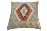handmade Traditional Pillow Blue Rust Hand-Woven SQUARE 100% WOOL  Hand woven turkish pillow  PILLOW