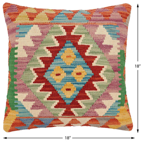handmade Traditional Pillow Rust Blue Hand-Woven SQUARE 100% WOOL Hand woven turkish pillow2 x 2