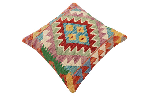handmade Traditional Pillow Rust Blue Hand-Woven SQUARE 100% WOOL Hand woven turkish pillow2 x 2
