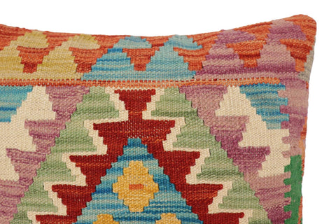 handmade Traditional Pillow Rust Blue Hand-Woven SQUARE 100% WOOL Hand woven turkish pillow2 x 2