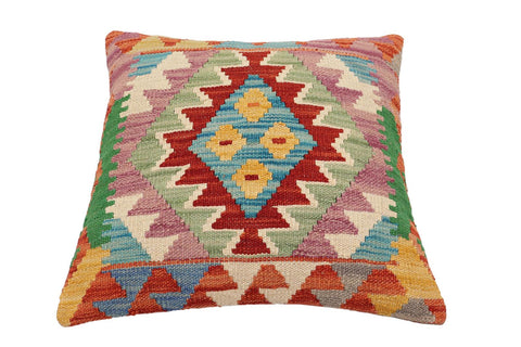 handmade Traditional Pillow Rust Blue Hand-Woven SQUARE 100% WOOL Hand woven turkish pillow2 x 2