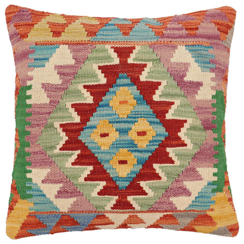 handmade Traditional Pillow Rust Blue Hand-Woven SQUARE 100% WOOL Hand woven turkish pillow2 x 2