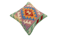 handmade Traditional Pillow Rust Blue Hand-Woven SQUARE 100% WOOL Hand woven turkish pillow2' x 2'