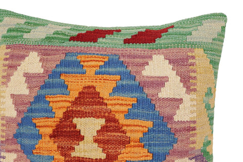 handmade Traditional Pillow Rust Blue Hand-Woven SQUARE 100% WOOL Hand woven turkish pillow2 x 2