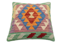 handmade Traditional Pillow Rust Blue Hand-Woven SQUARE 100% WOOL Hand woven turkish pillow2' x 2'